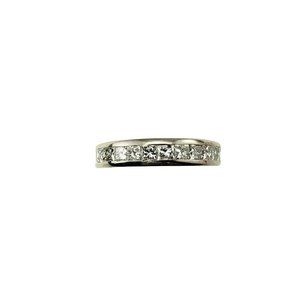 Vintage 14k White Gold and Princess Cut Diamond Wedding Band Size 7.25 #11376